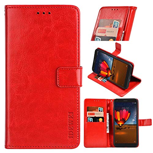 BellaCase ZTE Axon 30 5G Handyhülle Hülle Leder Flip Case [Kartenfach] [Standfunktion] [Magnetschnalle] Wallet Cover für ZTE Axon 30 5G Smartphone(Rot) von BellaCase