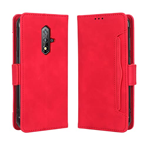 Blackview BV5200 Hülle [Brieftasche] [Klammerfunktion] [Kartenfächer] [Magnetic Flip Cover] Kompatibel mit Blackview BV5200 Smartphone(Rot) von BellaCase