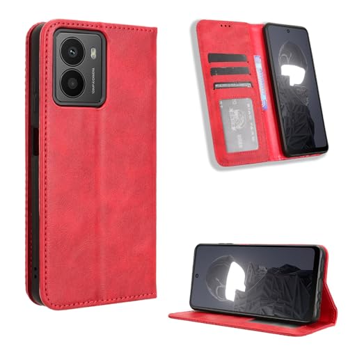 HMD Fusion 5G Hülle [Brieftasche] [Klammerfunktion] [Kartenfächer] [Magnetic Flip Cover] Kompatibel mit HMD Fusion 5G Smartphone(Rot) von BellaCase