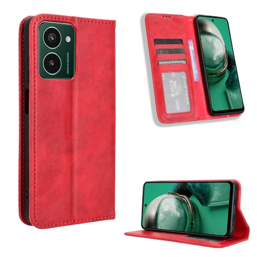 HMD Pulse/Pulse Pro/Pulse+ Hülle [Brieftasche] [Klammerfunktion] [Kartenfächer] [Magnetic Flip Cover] Kompatibel mit HMD Pulse/Pulse Pro/Pulse+ Smartphone(Rot) von BellaCase