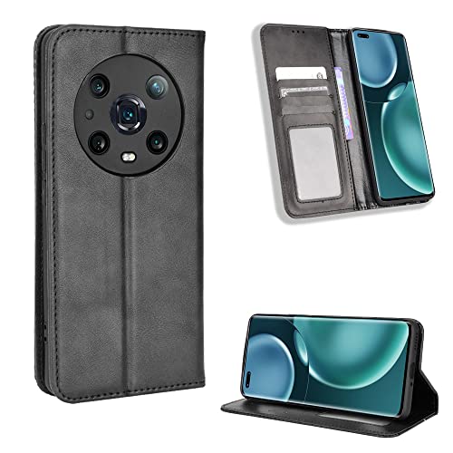 Honor Magic 4 Pro Hülle [Brieftasche] [Klammerfunktion] [Kartenfächer] [Magnetic Flip Cover] Kompatibel mit Honor Magic 4 Pro Smartphone(Schwarz) von BellaCase