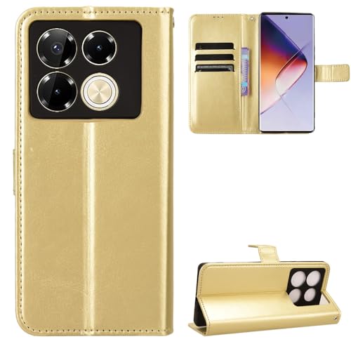 Infinix Note 40 Pro 4G Hülle [Brieftasche] [Klammerfunktion] [Kartenfächer] [Magnetic Flip Cover] Kompatibel mit Infinix Note 40 Pro 4G Smartphone(Golden) von BellaCase