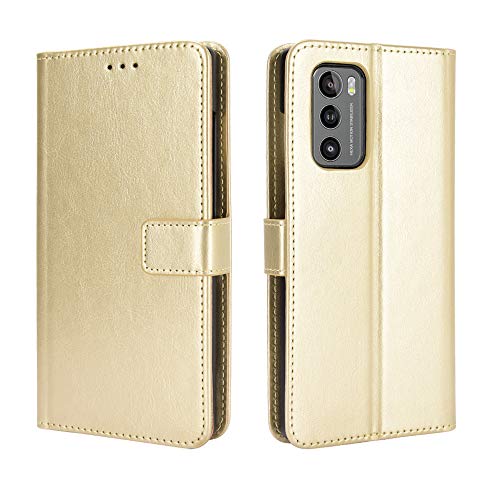 LG Wing 5G Hülle [Brieftasche] [Klammerfunktion] [Kartenfächer] [Magnetic Flip Cover] Kompatibel mit LG Wing 5G Smartphone(Golden) von BellaCase