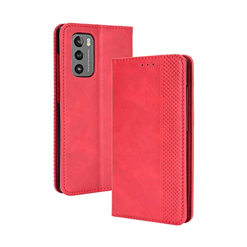 LG Wing 5G Hülle [Brieftasche] [Klammerfunktion] [Kartenfächer] [Magnetic Flip Cover] Kompatibel mit LG Wing 5G Smartphone(Rot) von BellaCase
