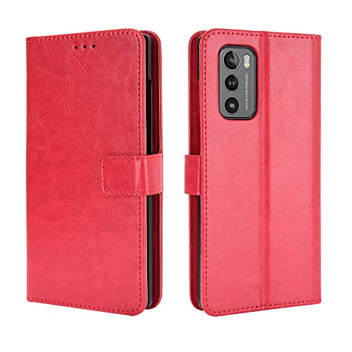 LG Wing 5G Hülle [Brieftasche] [Klammerfunktion] [Kartenfächer] [Magnetic Flip Cover] Kompatibel mit LG Wing 5G Smartphone(Rot) von BellaCase
