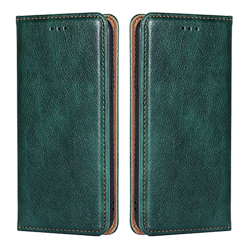 Leder Folio Case für Honor Magic 5 Pro, [Kartensteckplätze] [Stativfunktion] Honor Magic 5 Pro Brieftasche Fall Honor Magic 5 Pro Handyhülle(Grün) von BellaCase