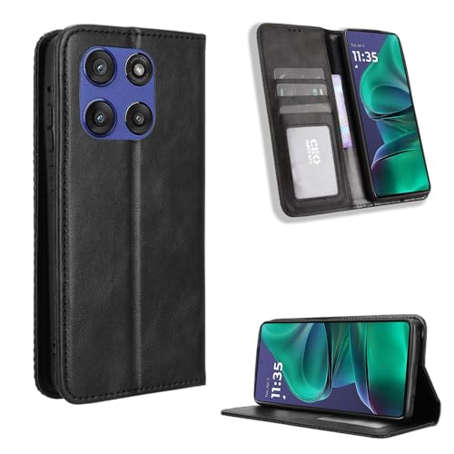 Moto G Stylus 5G 2025 Hülle [Brieftasche] [Klammerfunktion] [Kartenfächer] [Magnetic Flip Cover] Kompatibel mit Moto G Stylus 5G 2025 Smartphone(Schwarz) von BellaCase
