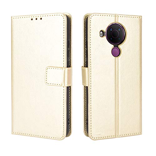 Nokia 5.4 Hülle [Brieftasche] [Klammerfunktion] [Kartenfächer] [Magnetic Flip Cover] Kompatibel mit Nokia 5.4 Smartphone(Golden) von BellaCase