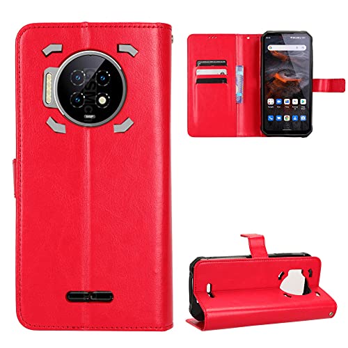 Oukitel WP19 Hülle [Brieftasche] [Klammerfunktion] [Kartenfächer] [Magnetic Flip Cover] Kompatibel mit Oukitel WP19 Smartphone(Rot) von BellaCase