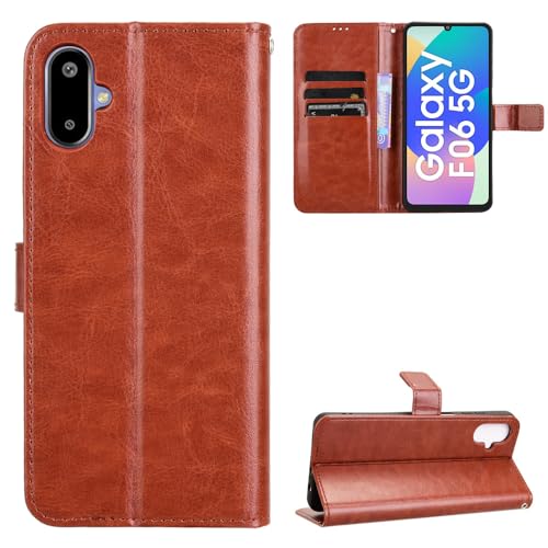 Samsung Galaxy M06 5G/F06 5G Hülle [Brieftasche] [Klammerfunktion] [Kartenfächer] [Magnetic Flip Cover] Kompatibel mit Samsung Galaxy M06 5G/F06 5G Smartphone(Braun) von BellaCase