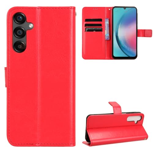 Samsung Galaxy M55 5G Hülle [Brieftasche] [Klammerfunktion] [Kartenfächer] [Magnetic Flip Cover] Kompatibel mit Samsung Galaxy M55 5G Smartphone(Rot) von BellaCase