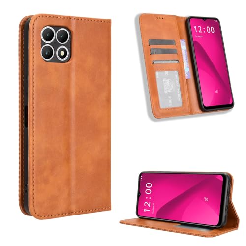 T Phone 2 5G Hülle [Brieftasche] [Klammerfunktion] [Kartenfächer] [Magnetic Flip Cover] Kompatibel mit T Phone 2 5G Smartphone(Braun) von BellaCase