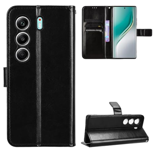 Tecno Camon 40 Pro 4G/5G Hülle [Brieftasche] [Klammerfunktion] [Kartenfächer] [Magnetic Flip Cover] Kompatibel mit Tecno Camon 40 Pro 4G/5G Smartphone(Schwarz) von BellaCase