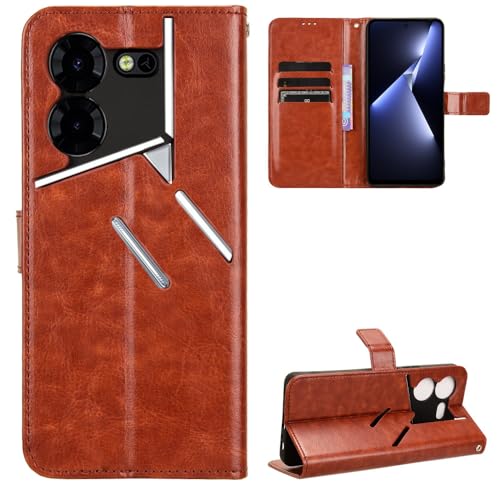 Tecno Pova 5 Pro Hülle [Brieftasche] [Klammerfunktion] [Kartenfächer] [Magnetic Flip Cover] Kompatibel mit Tecno Pova 5 Pro Smartphone(Braun) von BellaCase