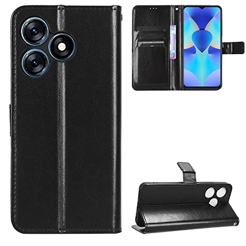 Tecno Spark 10 4G Hülle [Brieftasche] [Klammerfunktion] [Kartenfächer] [Magnetic Flip Cover] Kompatibel mit Tecno Spark 10 4G Smartphone(Schwarz) von BellaCase