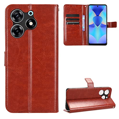 Tecno Spark 10 Pro Hülle [Brieftasche] [Klammerfunktion] [Kartenfächer] [Magnetic Flip Cover] Kompatibel mit Tecno Spark 10 Pro Smartphone(Braun) von BellaCase