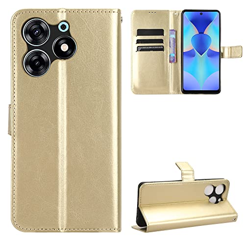 Tecno Spark 10 Pro Hülle [Brieftasche] [Klammerfunktion] [Kartenfächer] [Magnetic Flip Cover] Kompatibel mit Tecno Spark 10 Pro Smartphone(Golden) von BellaCase