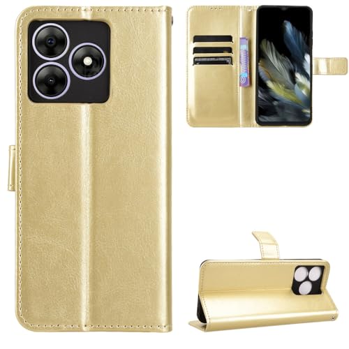 Wave 8/Wave 8C Hülle [Brieftasche] [Klammerfunktion] [Kartenfächer] [Magnetic Flip Cover] Kompatibel mit Wave 8/Wave 8C Smartphone(Golden) von BellaCase
