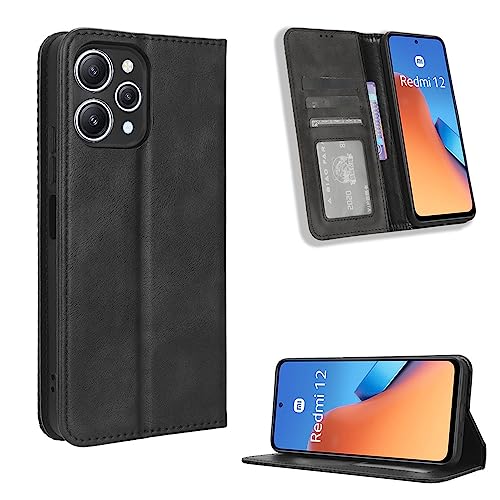 Xiaomi Poco M6 Pro 5G Hülle [Brieftasche] [Klammerfunktion] [Kartenfächer] [Magnetic Flip Cover] Kompatibel mit Xiaomi Poco M6 Pro 5G Smartphone(Schwarz) von BellaCase