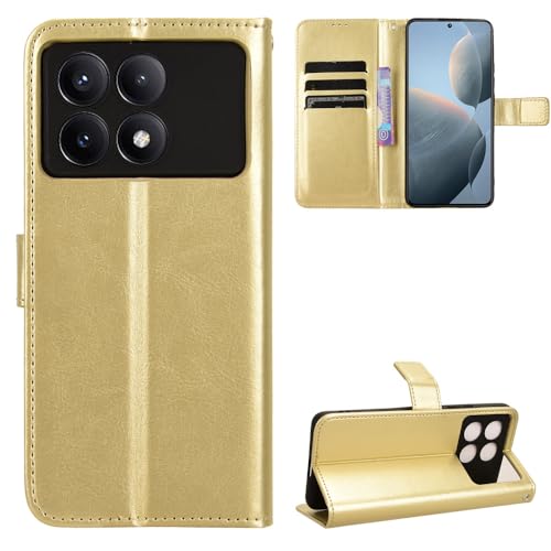 Xiaomi Poco X6 Pro Hülle [Brieftasche] [Klammerfunktion] [Kartenfächer] [Magnetic Flip Cover] Kompatibel mit Xiaomi Poco X6 Pro Smartphone(Golden) von BellaCase