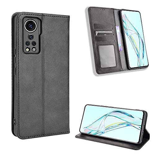 ZTE Axon 30 5G Hülle [Brieftasche] [Klammerfunktion] [Kartenfächer] [Magnetic Flip Cover] Kompatibel mit ZTE Axon 30 5G Smartphone(Schwarz) von BellaCase