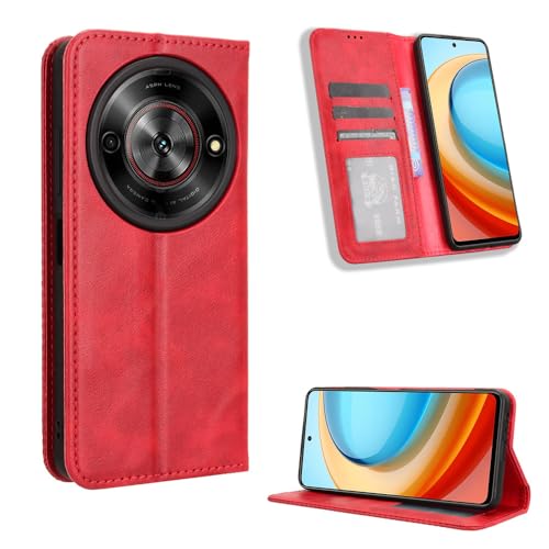 ZTE Nubia Focus 5G Hülle [Brieftasche] [Klammerfunktion] [Kartenfächer] [Magnetic Flip Cover] Kompatibel mit ZTE Nubia Focus 5G Smartphone(Rot) von BellaCase