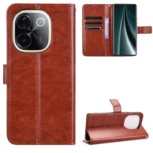 iQOO Z9S Pro 5G Hülle [Brieftasche] [Klammerfunktion] [Kartenfächer] [Magnetic Flip Cover] Kompatibel mit iQOO Z9S Pro 5G Smartphone(Braun) von BellaCase