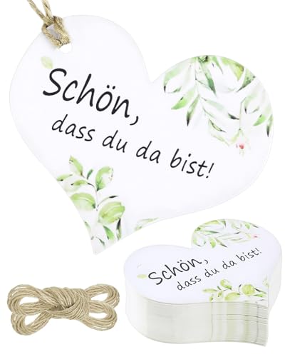 50 Stück Danke Geschenkanhänger, 5 cm herzförmige Papieretiketten mit Schnur für Hochzeit, Babydusche, Geburtstag, Taufe und Party Geschenke 50 Stück Danke Geschenkanhänger, 5 cm herzförmige Papieretiketten mit Schnur für Hochzeit, Babydusche, Geburtstag, Taufe und Party Geschenke von BellaGesundheit