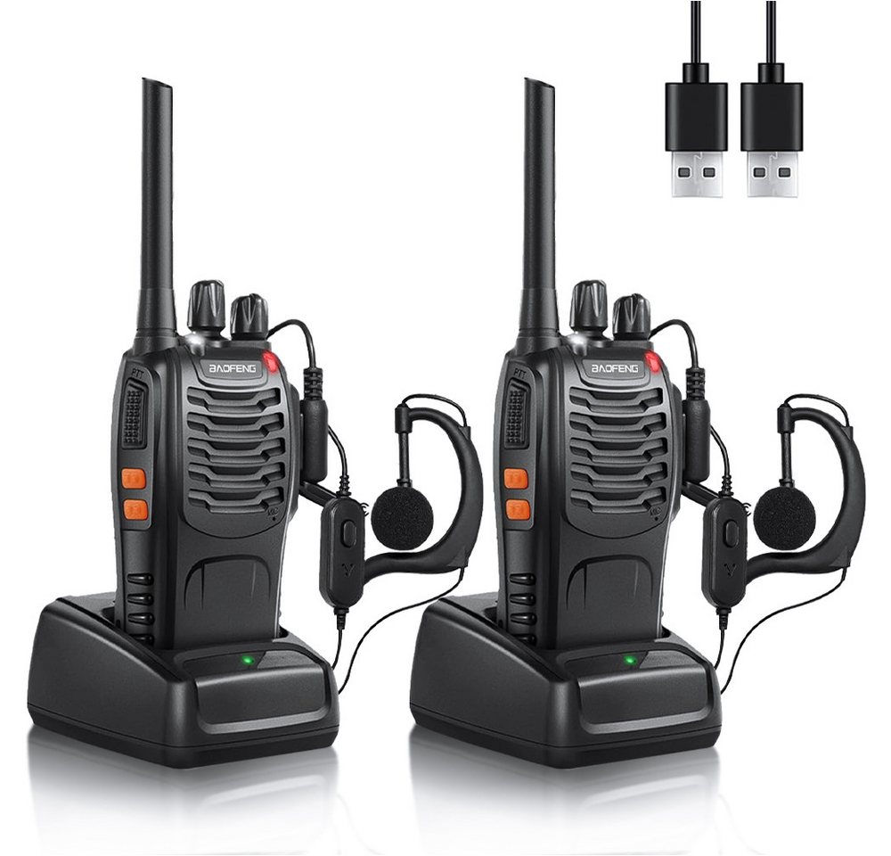 Bellavio Walkie Talkie Zwei-Wege-Radio, Funkgeräte, (Gegensprechanlage, 2-St., VOX), 1500mAh 16 Kanäle Inklusive Akku, Headset und USB-Ladestation von Bellavio