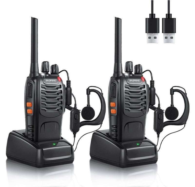 Bellavio Walkie Talkie Zwei-Wege-Radio, Funkgeräte, (Gegensprechanlage, 2-St., VOX), 1500mAh 16 Kanäle Inklusive Akku, Headset und USB-Ladestation von Bellavio