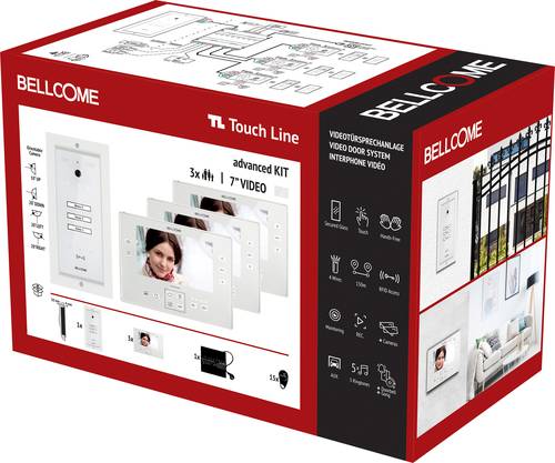 Bellcome Advanced 7  Video-Kit 3 Familie Video-Türsprechanlage Kabelgebunden Komplett-Set 20teili von Bellcome