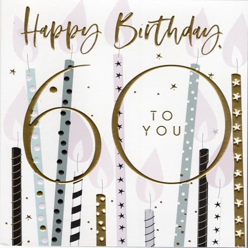 Belly Button Designs hochwertige Glückwunschkarte zum runden 60. Geburtstag (goldweiß) von Belly Button Designs