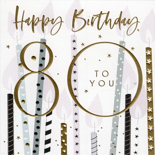 Belly Button Designs Glückwunschkarte zum runden 80. Geburtstag. (goldweiß) Belly Button Designs Glückwunschkarte zum runden 80. Geburtstag. (goldweiß) von Belly Button Designs