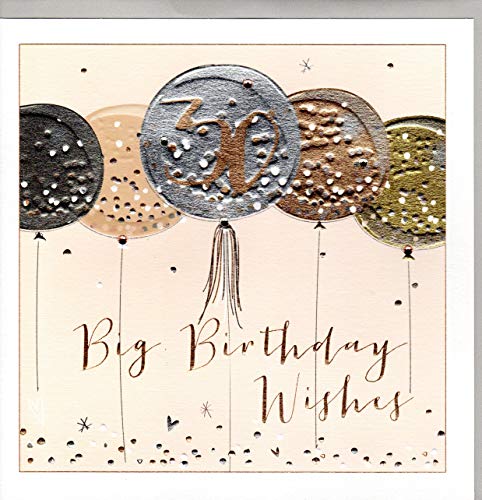 Belly Button Designs Glückwunschkarte zum 30. Geburtstag im großzügigen Format 21x21cm mit Prägung, Folie und Kristallen. BLX15 von Belly Button Designs