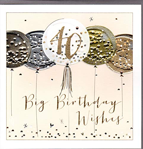 Belly Button Designs Glückwunschkarte zum 40. Geburtstag im großzügigen Format 21x21cm mit Prägung, Folie und Kristallen. BLX16 von Belly Button Designs