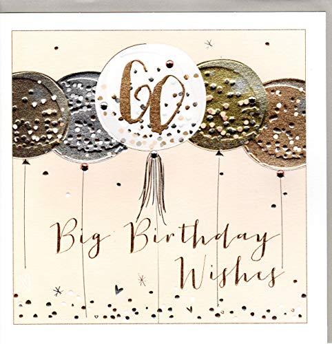 Belly Button Designs Glückwunschkarte zum 60. Geburtstag im großzügigen Format 21x21cm mit Prägung, Folie und Kristallen. BLX18 von Belly Button Designs