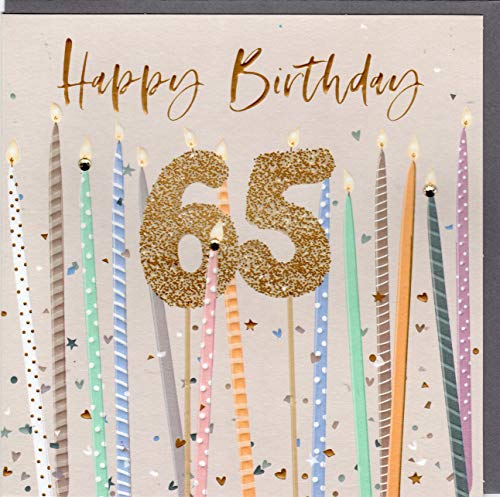 Belly Button Designs Glückwunschkarte zum 65. Geburtstag. (goldbunt) von Belly Button Designs