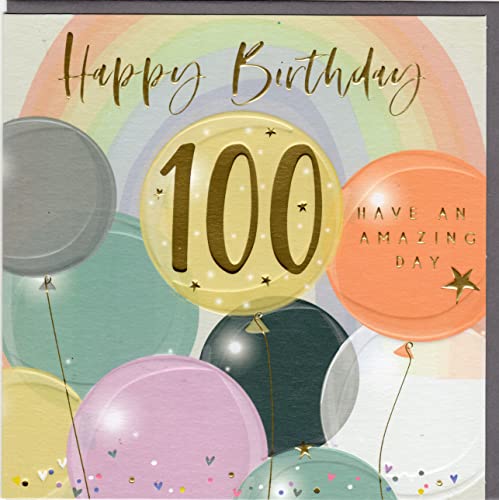 Belly Button Designs Glückwunschkarte zum runden 100. Geburtstag mit Prägung, ideal auch für Geldgeschenk oder Gutschein. BE321 von Belly Button Designs