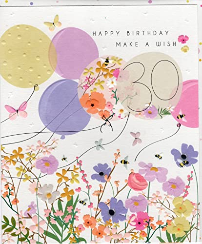 Belly Button Designs Glückwunschkarte zum runden 30. Geburtstag mit Prägung. Die neue Meadow-Serie strahlt natürliche Harmonie und Wärme aus bis hin zu passend gestalteten Umschlägen. BW029 von Belly Button Designs