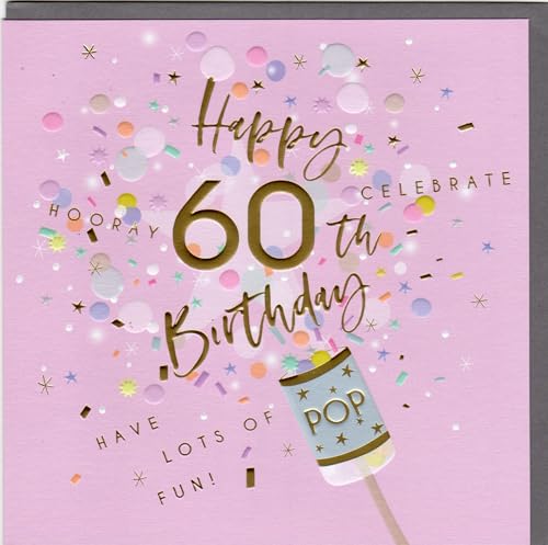 Belly Button Designs Glückwunschkarte zum runden 60. Geburtstag mit Prägung, ideal auch für Geldgeschenk oder Gutschein. BE431 von Belly Button Designs