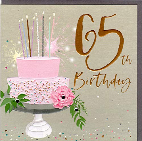 Belly Button Designs Glückwunschkarte zum runden 65. Geburtstag aus der neuen Elle Serie mit Prägung, Folie und Kristallen BE036 von Belly Button Designs