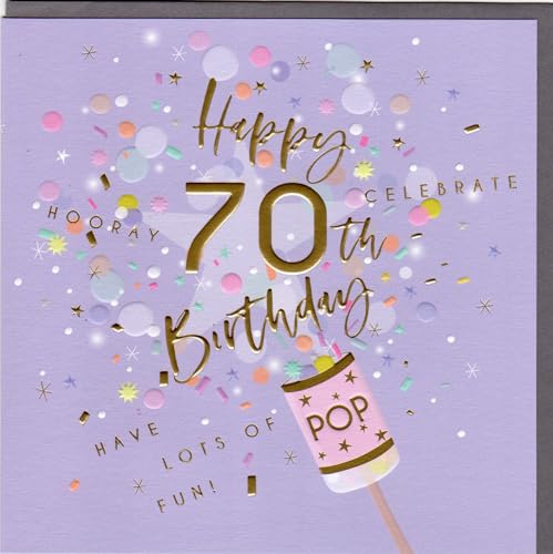 Belly Button Designs Glückwunschkarte zum runden 70. Geburtstag mit Prägung, ideal auch für Geldgeschenk oder Gutschein. BE433 von Belly Button Designs
