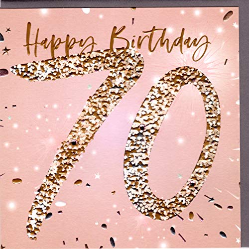 Belly Button Designs Glückwunschkarte zum runden 70. Geburtstag mit Prägung und Goldfolie. ALBE112 von Belly Button Designs