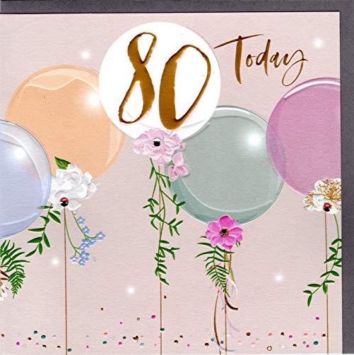 Belly Button Designs Glückwunschkarte zum runden 80. Geburtstag mit Prägung, Folie und Kristallen. BE047 von Belly Button Designs