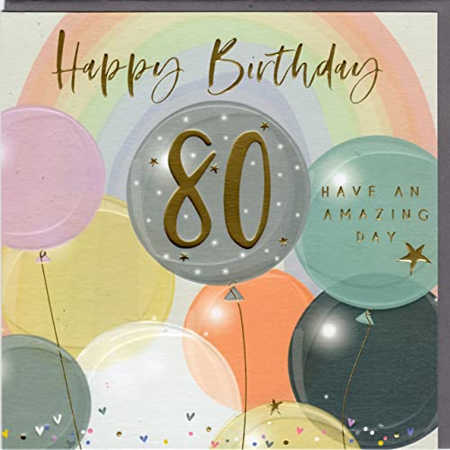 Belly Button Designs besondere Glückwunschkarte zum runden 80. Geburtstag mit Prägung, ideal auch für Geldgeschenk oder Gutschein. BE319 von Belly Button Designs