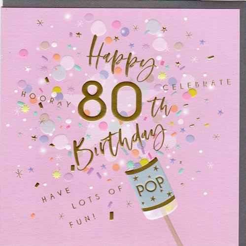 Belly Button Designs Glückwunschkarte zum runden 80. Geburtstag mit Prägung, ideal auch für Geldgeschenk oder Gutschein. BE434 von Belly Button Designs