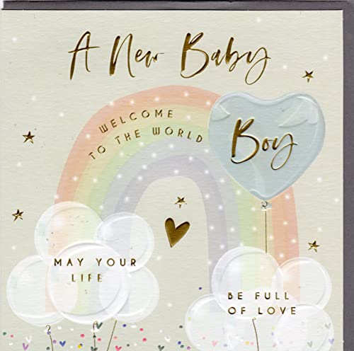 Belly Button Designs Glückwunschkarte zur Geburt eines Jungen mit Prägung, ideal auch für Geldgeschenk oder Gutschein. BE338 von Belly Button Designs