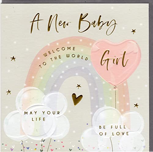 Belly Button Designs Glückwunschkarte zur Geburt eines Mädchens mit Prägung, ideal auch für Geldgeschenk oder Gutschein. BE339 von Belly Button Designs