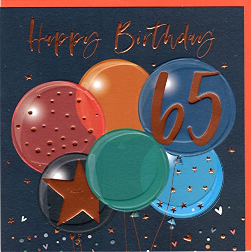 Belly Button Designs besondere Glückwunschkarte zum runden 65. Geburtstag mit Prägung, ideal auch für Geldgeschenk oder Gutschein. BM008 von Belly Button Designs