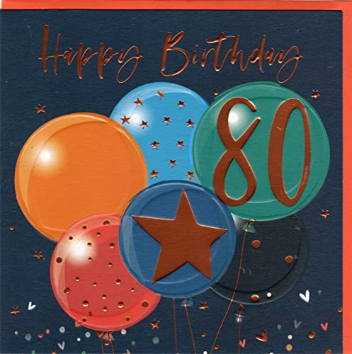 Belly Button Designs besondere Glückwunschkarte zum runden 80. Geburtstag mit Prägung, ideal auch für Geldgeschenk oder Gutschein. BM010 von Belly Button Designs